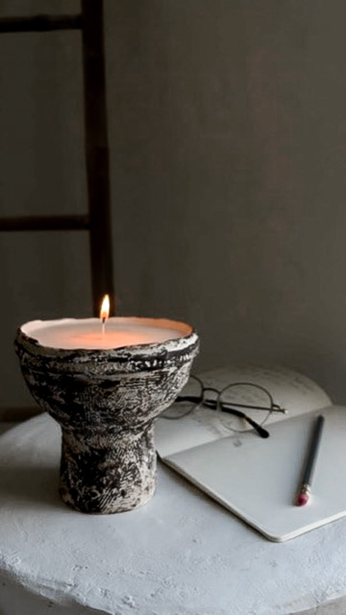 Aged Goblet Vessel Soy Candle | Handmade Ceramic Candle | Muddy