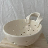 Handmade Ceramic Berry Bowl Handheld Colander - MuddyHeartMuddyHeart