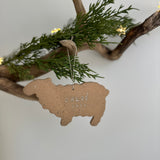 Personalized Sheep Ceramic Ornament | Custom Name Baby Keepsake