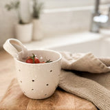 Elongated Ceramic Berry Bowl Colander | Handmade Kitchen Strainer