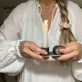 Handmade Handheld Primitive Ceramic Candle Holder