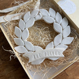 Personalized Laurel Porcelain Wreath Ornament