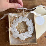 Personalized Laurel Porcelain Wreath Ornament
