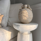 Sculptural Handle Ceramic Vase | Handmade Old World Ceramic Vessel with Ring Handles