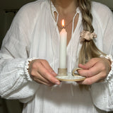 Handmade Handheld Primitive Ceramic Candle Holder