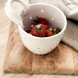 Elongated Ceramic Berry Bowl Colander | Handmade Kitchen Strainer