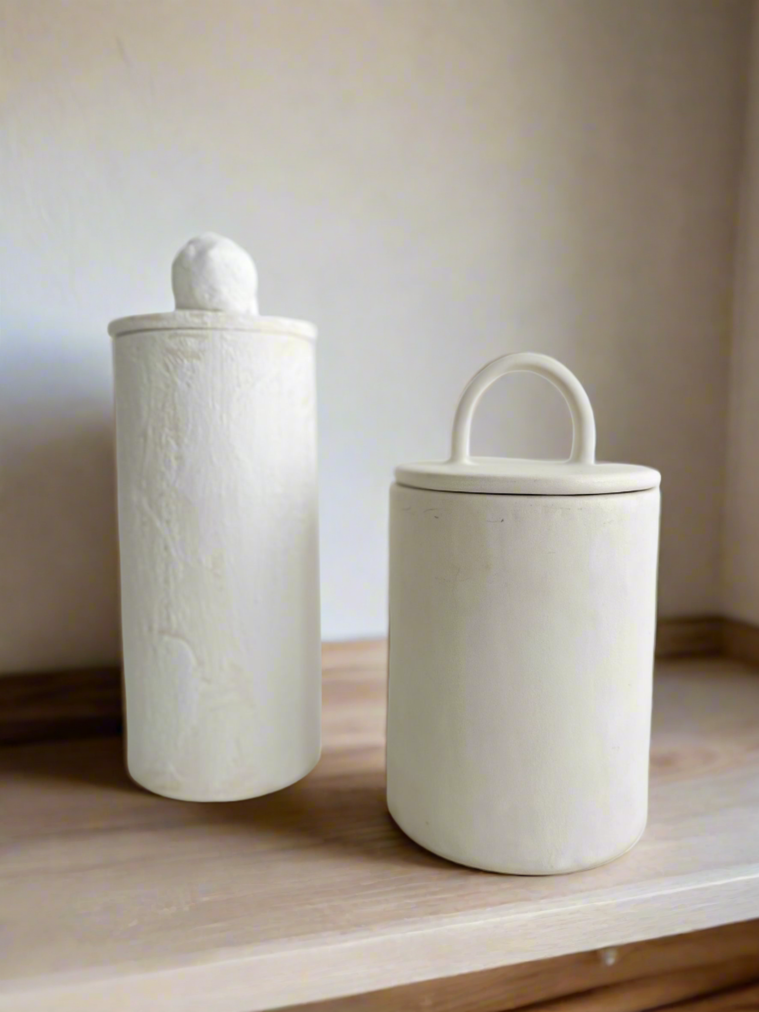 Personalized ceramic kitchen canisters with handle options
