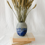 One of a Kind Blue Faceted Bellied Vase SALE