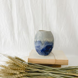 One of a Kind Blue Faceted Bellied Vase SALE
