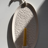 Handmade Oval Ceramic Wall Sconce | Minimal Hanging Taper Candle Holder