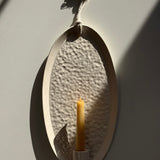 Handmade Oval Ceramic Wall Sconce | Minimal Hanging Taper Candle Holder