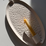 Handmade Oval Ceramic Wall Sconce | Minimal Hanging Taper Candle Holder