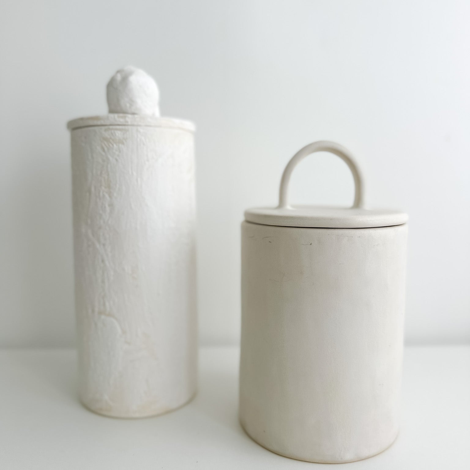 Handmade ceramic storage canisters for kitchen organization