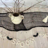 SPOOKY Stoneware Halloween Garland -Handmade Ceramic Neutral Halloween Decor