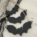 BATS Stoneware Halloween Hanging Decor -Handmade Ceramic Neutral Halloween Decor