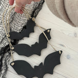 BATS Stoneware Halloween Hanging Decor -Handmade Ceramic Neutral Halloween Decor