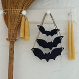 BATS Stoneware Halloween Hanging Decor -Handmade Ceramic Neutral Halloween Decor