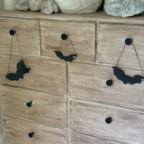 BATS Stoneware Halloween Hanging Decor -Handmade Ceramic Neutral Halloween Decor