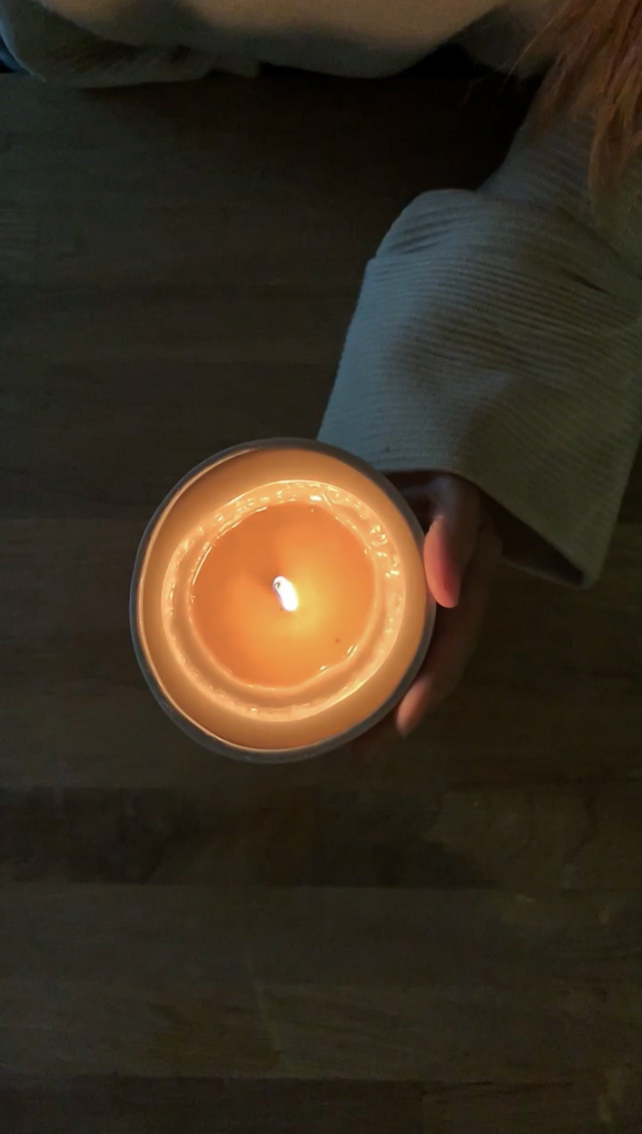 Handcrafted ceramic bowl with vanilla soy candle and crackling wood wick