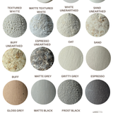 Muddy Heart glaze finish chart - all 18 handmade ceramic finishes