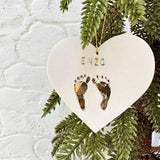 Baby Feet Personalized Porcelain Ornament - MuddyHeartMuddyHeartHoliday