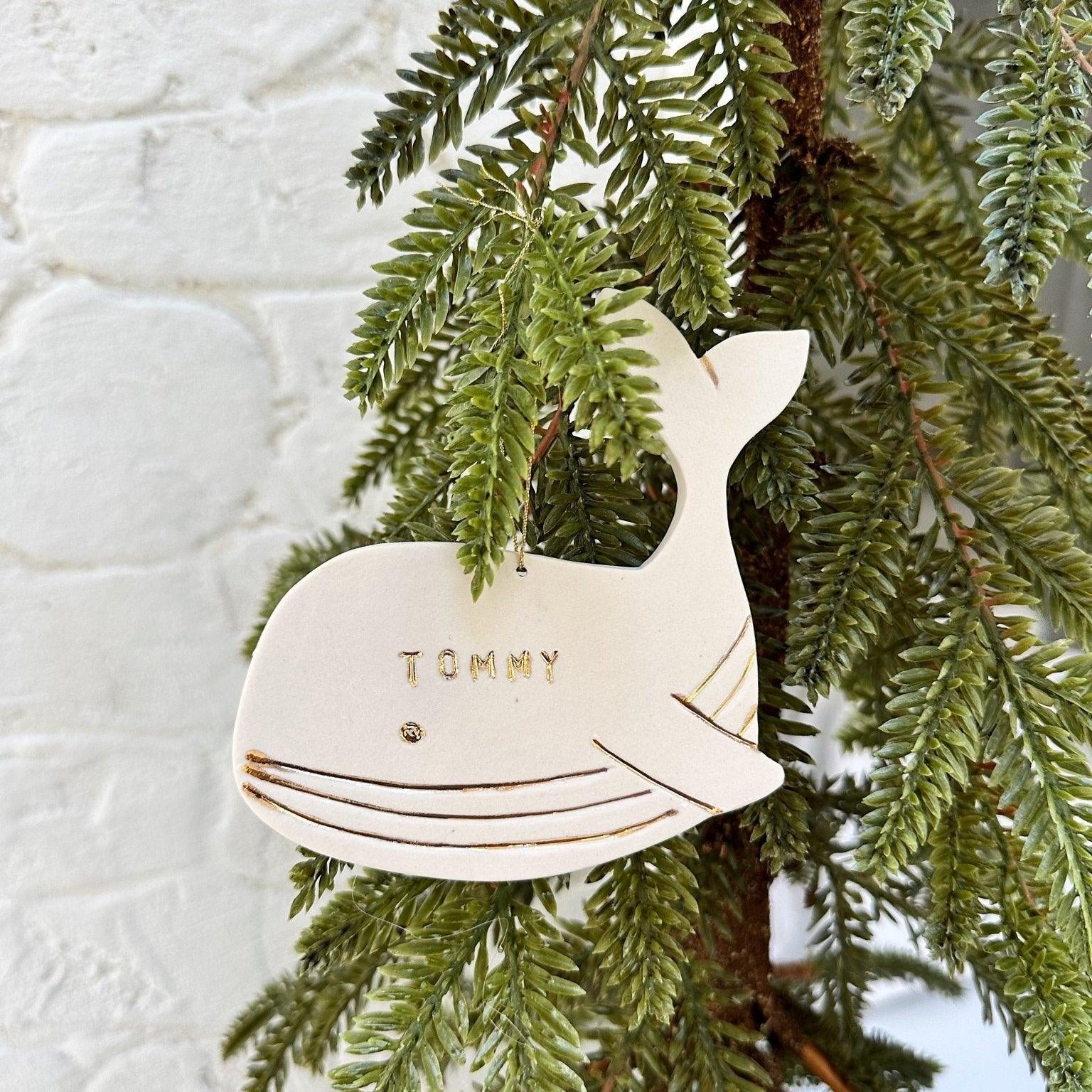 Blue Whale Personalized Porcelain Ornament - MuddyHeartMuddyHeartHoliday