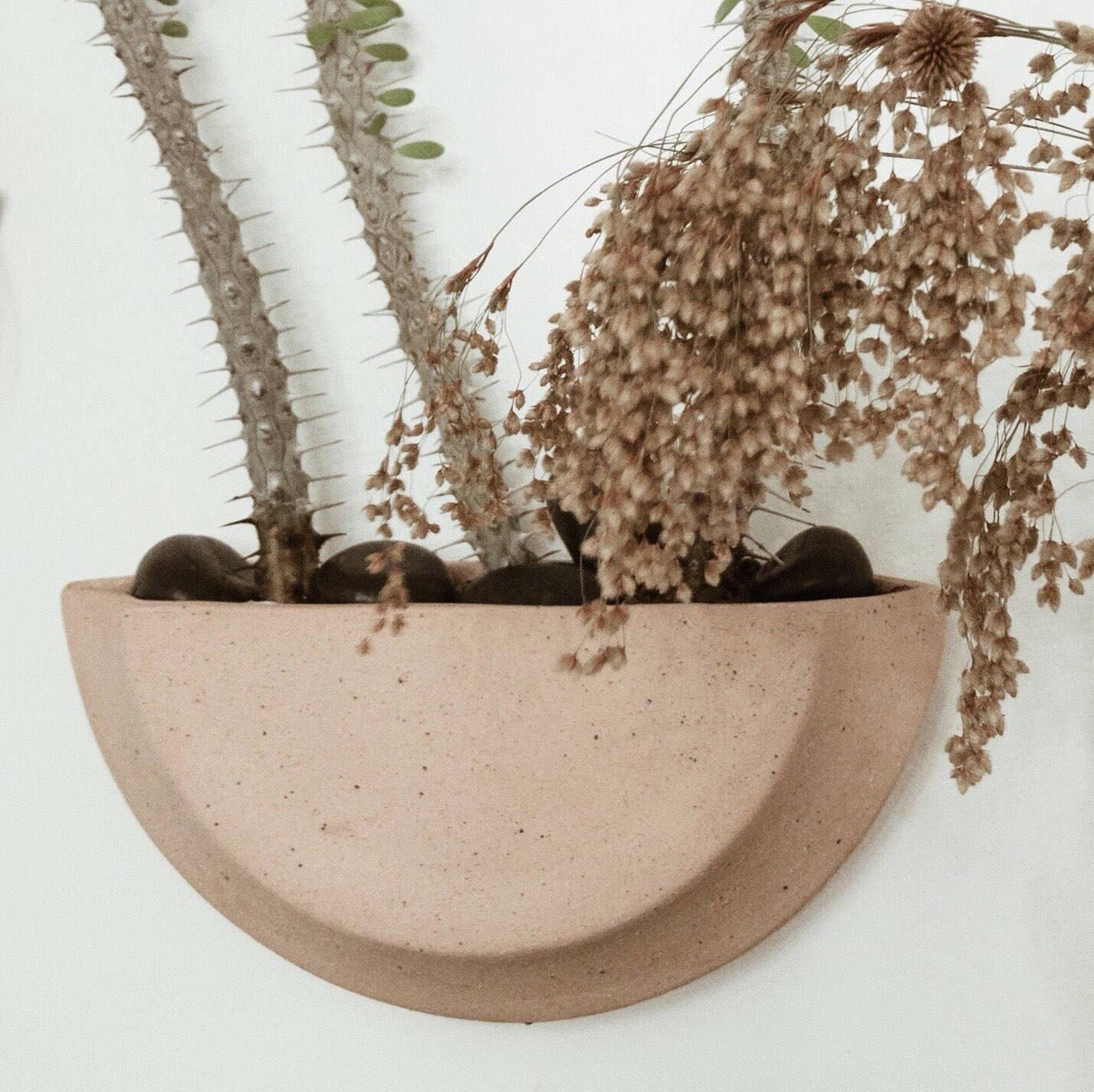 half wall planter indoor Half Moon Wall Planter | Handmade Ceramic Wall Planter