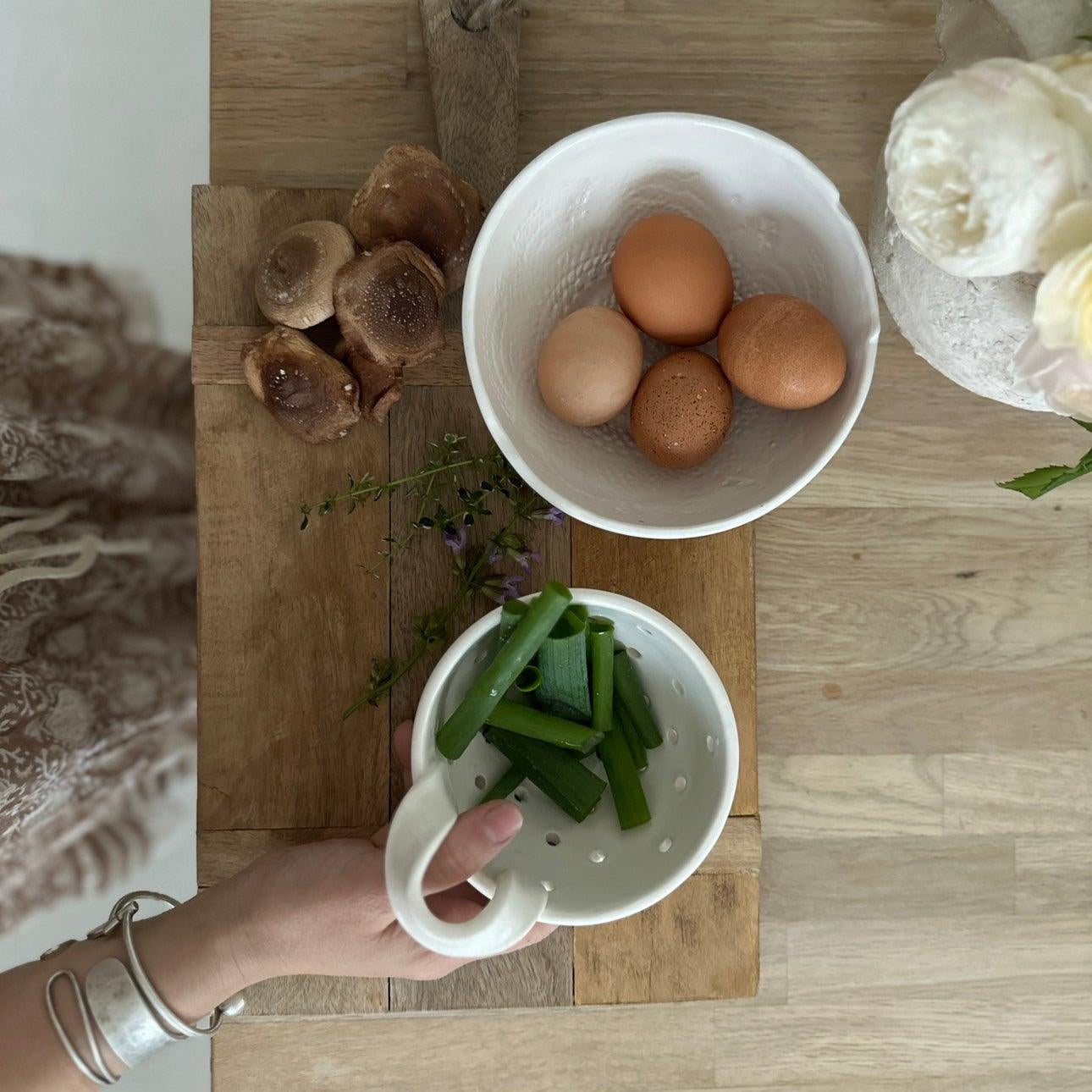 Handmade Ceramic Berry Bowl Handheld Colander - MuddyHeartMuddyHeart