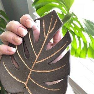 ceramic monstera leaf Handmade Monstera Leaf Ceramic Dish