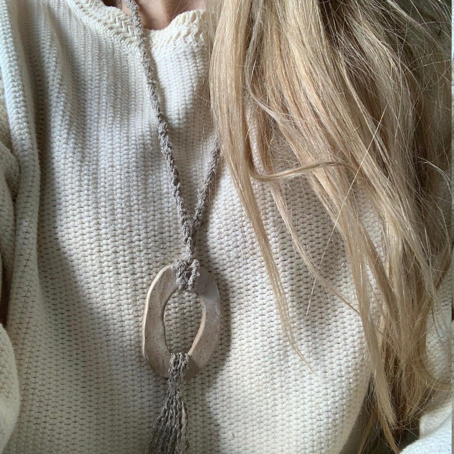 Oval Marbled Tasseled Necklace MuddyHeart