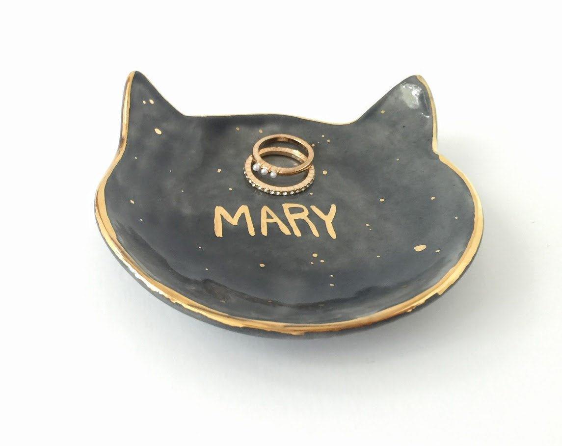 Personalized Kitty Jewelry Dish MuddyHeart