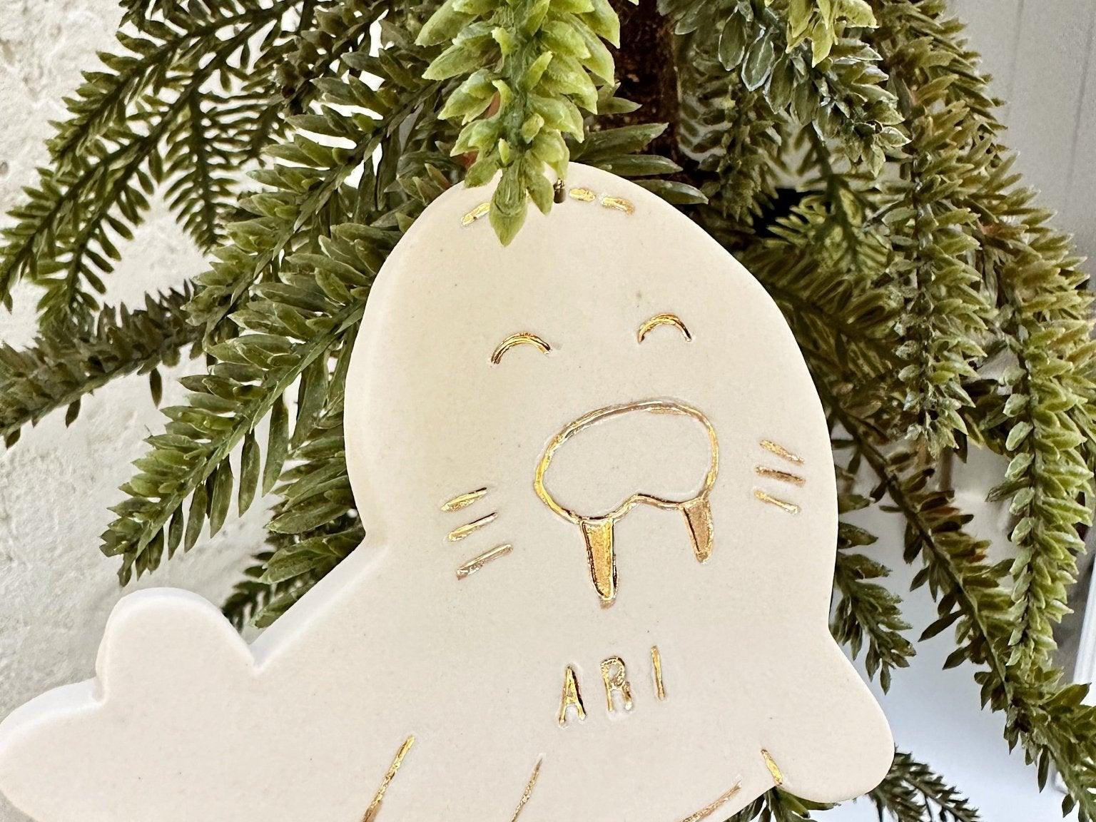 Walrus Personalized Porcelain Ornament MuddyHeart