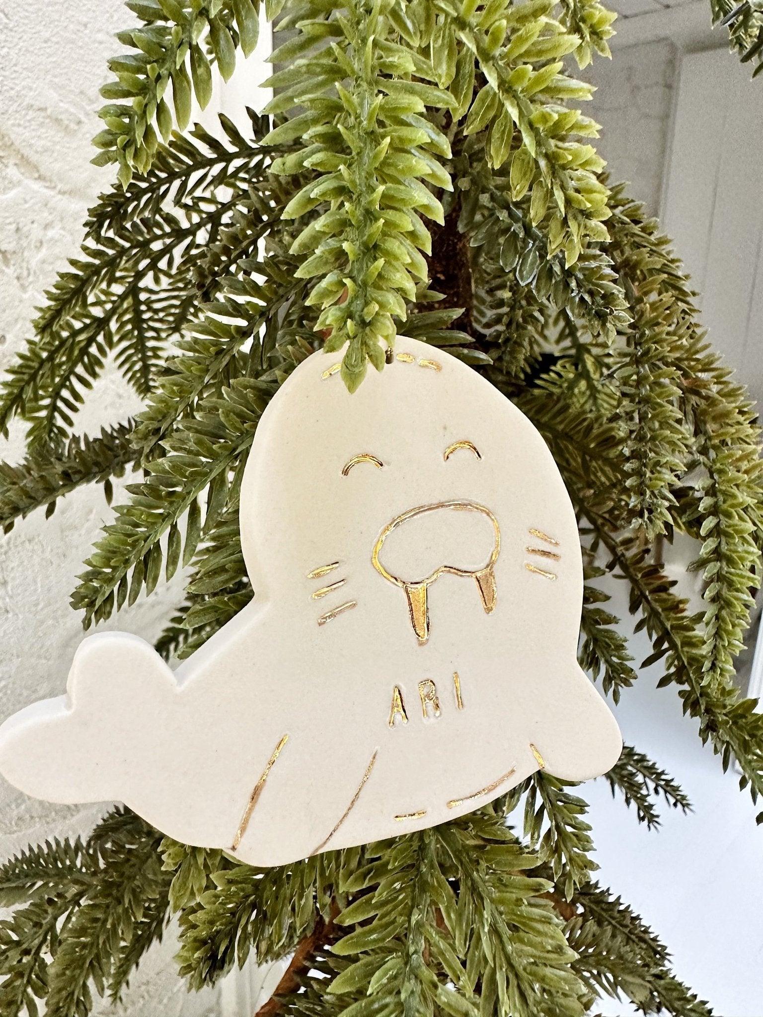 Walrus Personalized Porcelain Ornament MuddyHeart