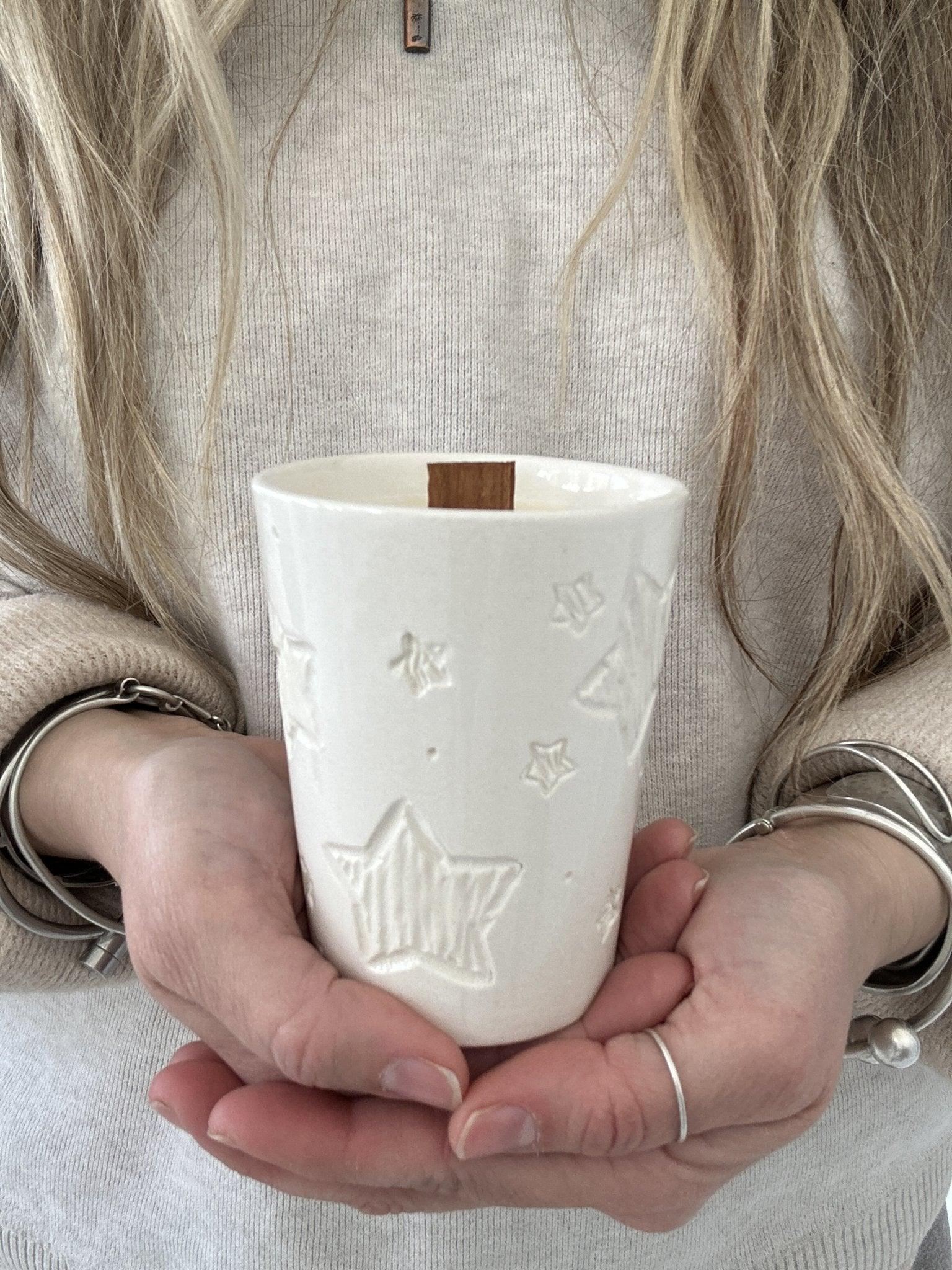 White Carved Star Soy Candle - MuddyHeartMuddyHeart