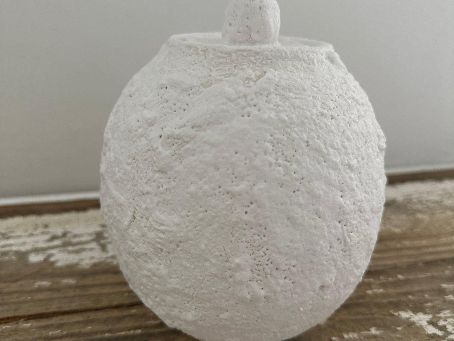 White Textured Small Lidded Moon Jar - MuddyHeartMuddyHeart
