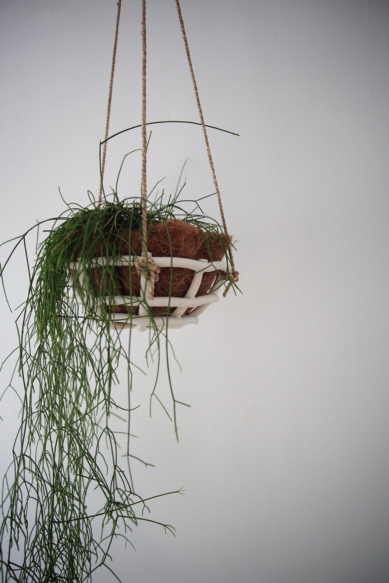 Woven Ceramic Hanging Basket - MuddyHeartMuddyHeart
